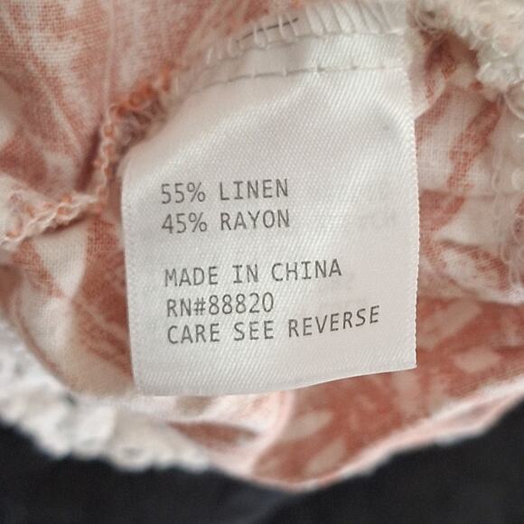 Nicole Miller Artelier Shirt Women Small Tropical Lace Linen Blend Floral Beachy - Picture 6 of 7